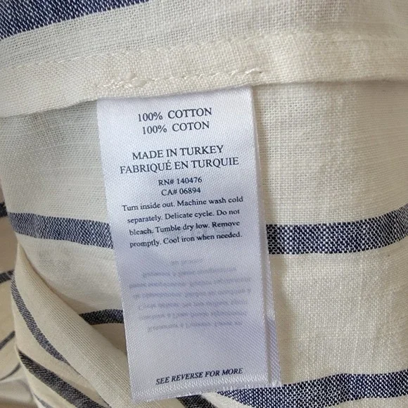 Faherty womens Phoenix Elroy Stripe Dress sz m Cotton Square Neck Puff Sleeve - Picture 8 of 8